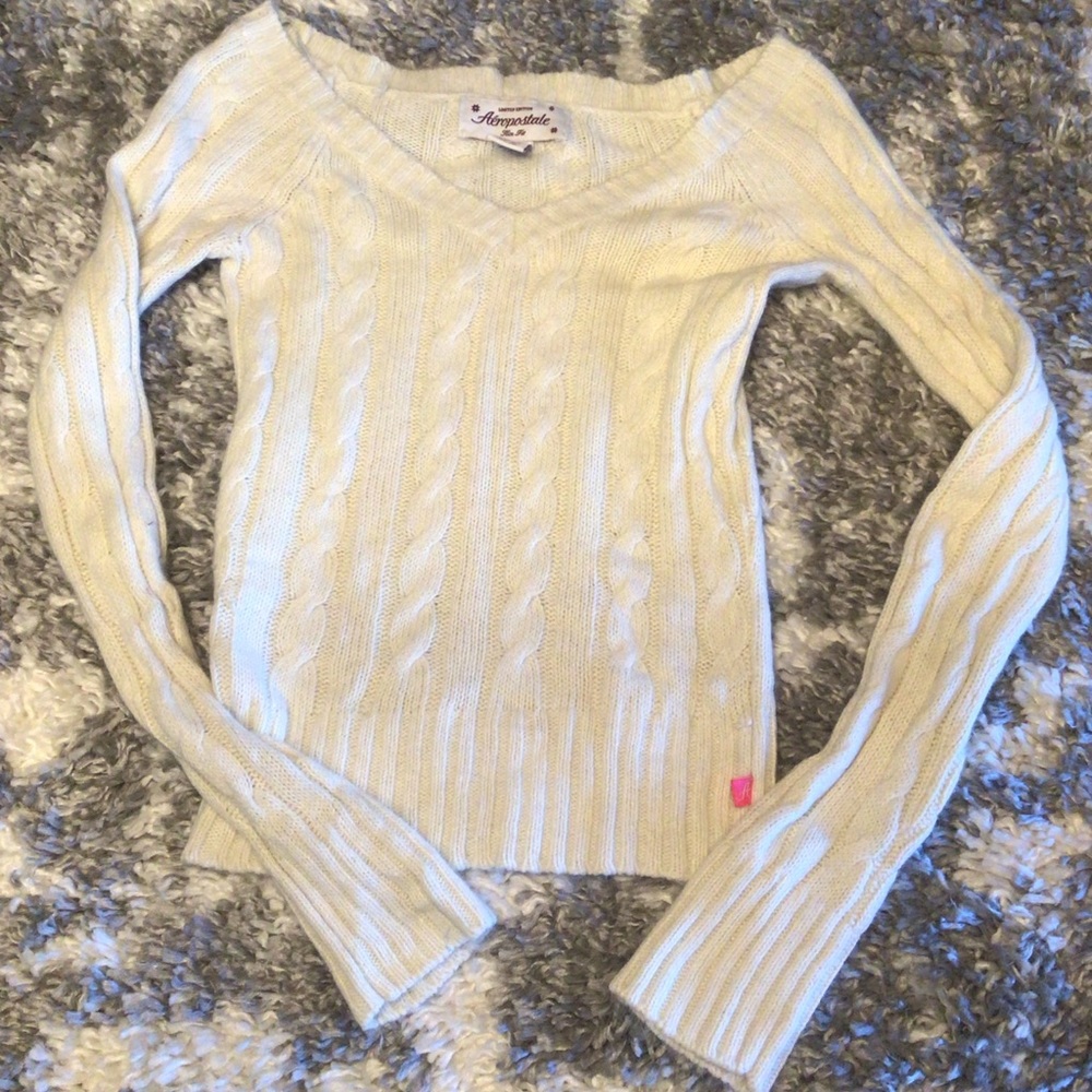 Cream Color Limited Edition AÉROPOSTALE Slim fit Angora blend Sweater